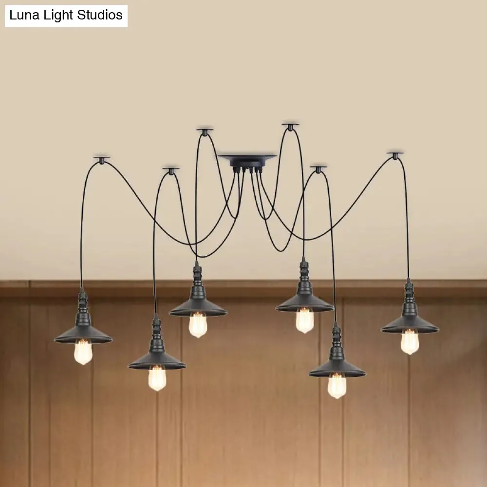Iron Saucer Vintage LED Pendant Light with Multiple Lights, Black Finish