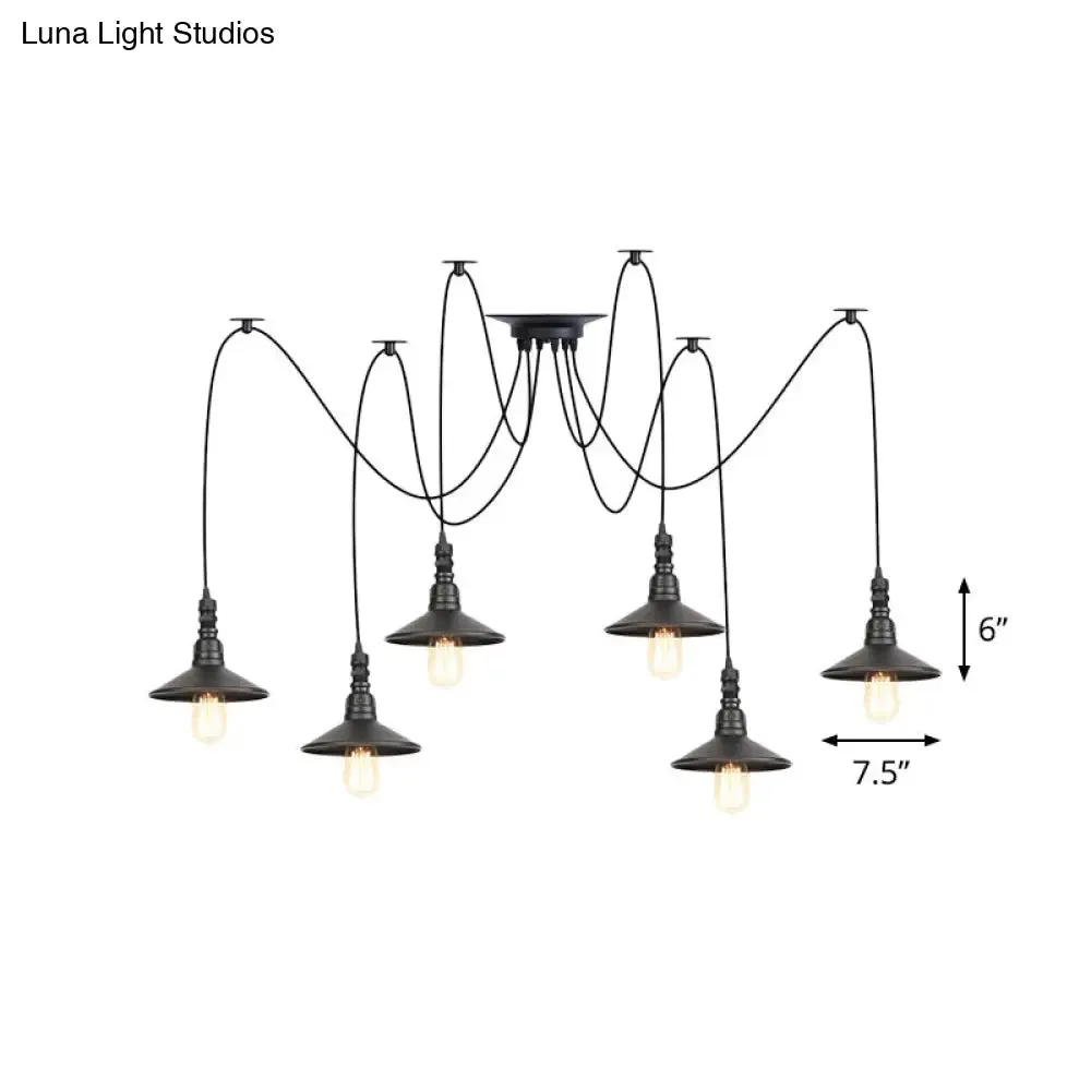Iron Saucer Vintage LED Pendant Light with Multiple Lights, Black Finish