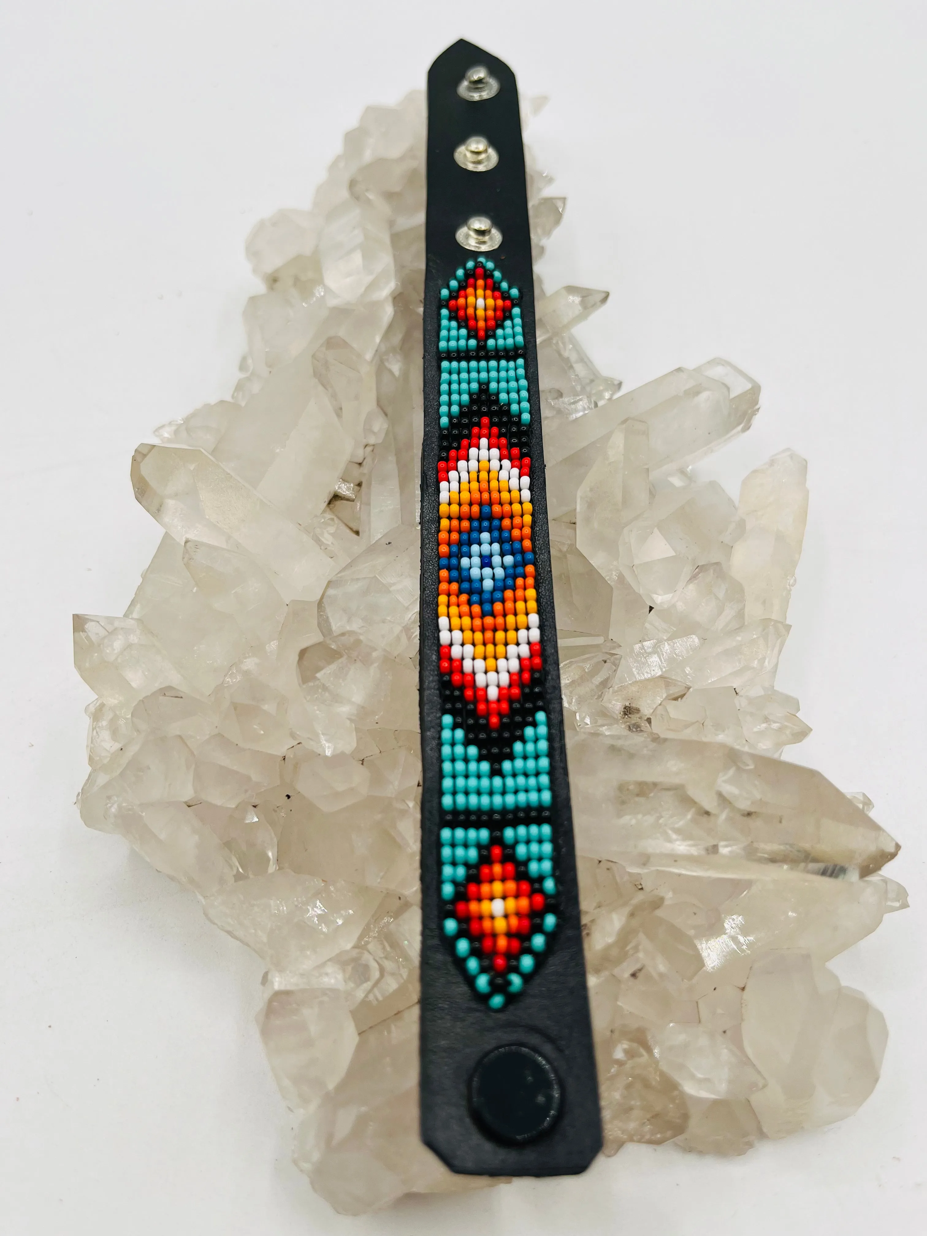 Leather Beaded Snap Bracelet