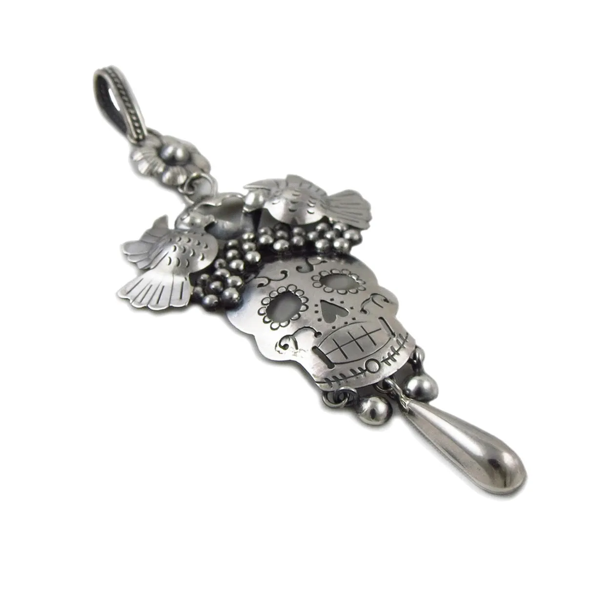 Mexican Day of the Dead 925 Sterling Silver Pendant Necklace