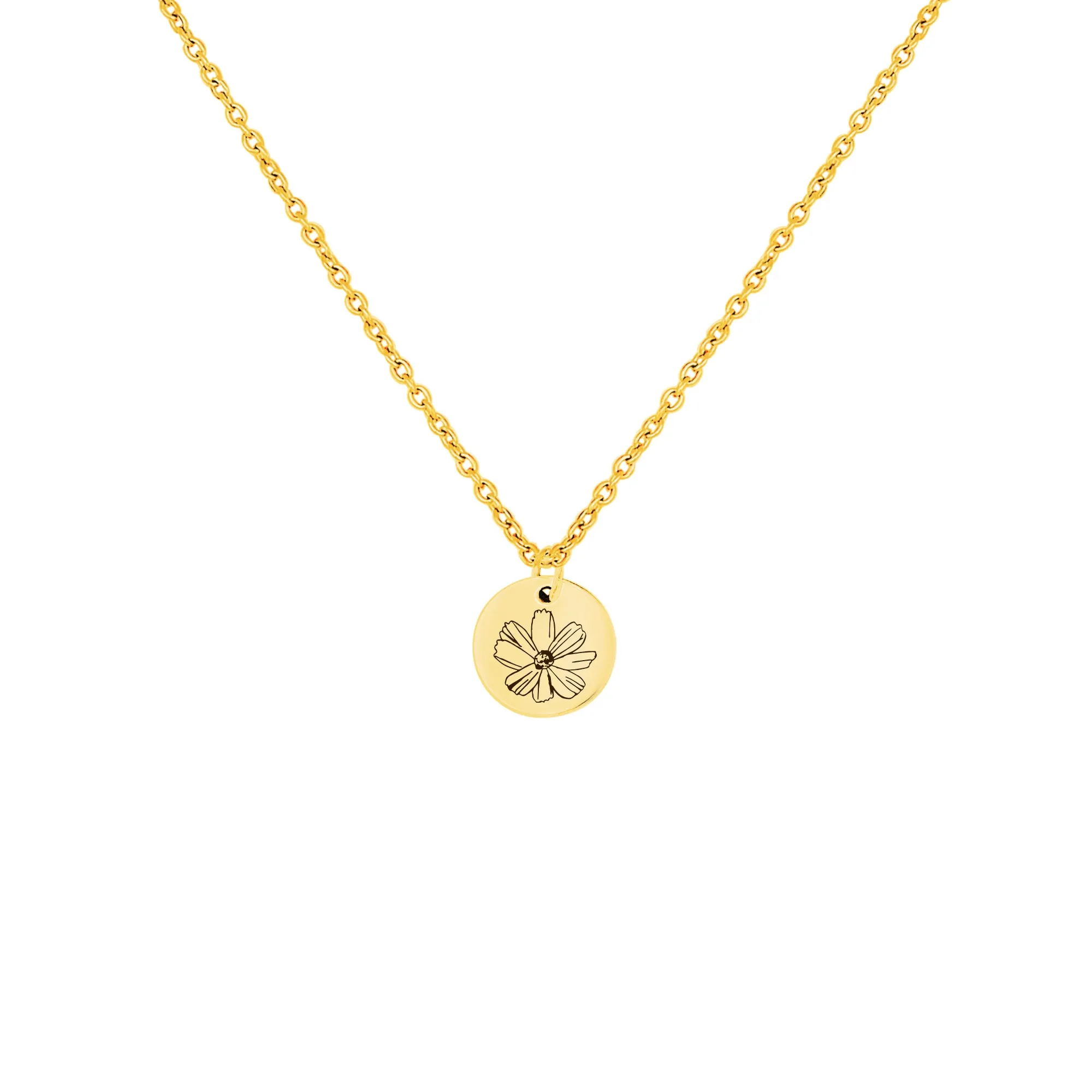Mini Birth Flower Disc Necklaces