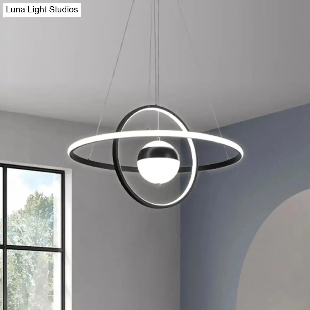 Modernist LED Black Pendulum Lamp with Acrylic Globe Shade – Stylish Hanging Ceiling Light