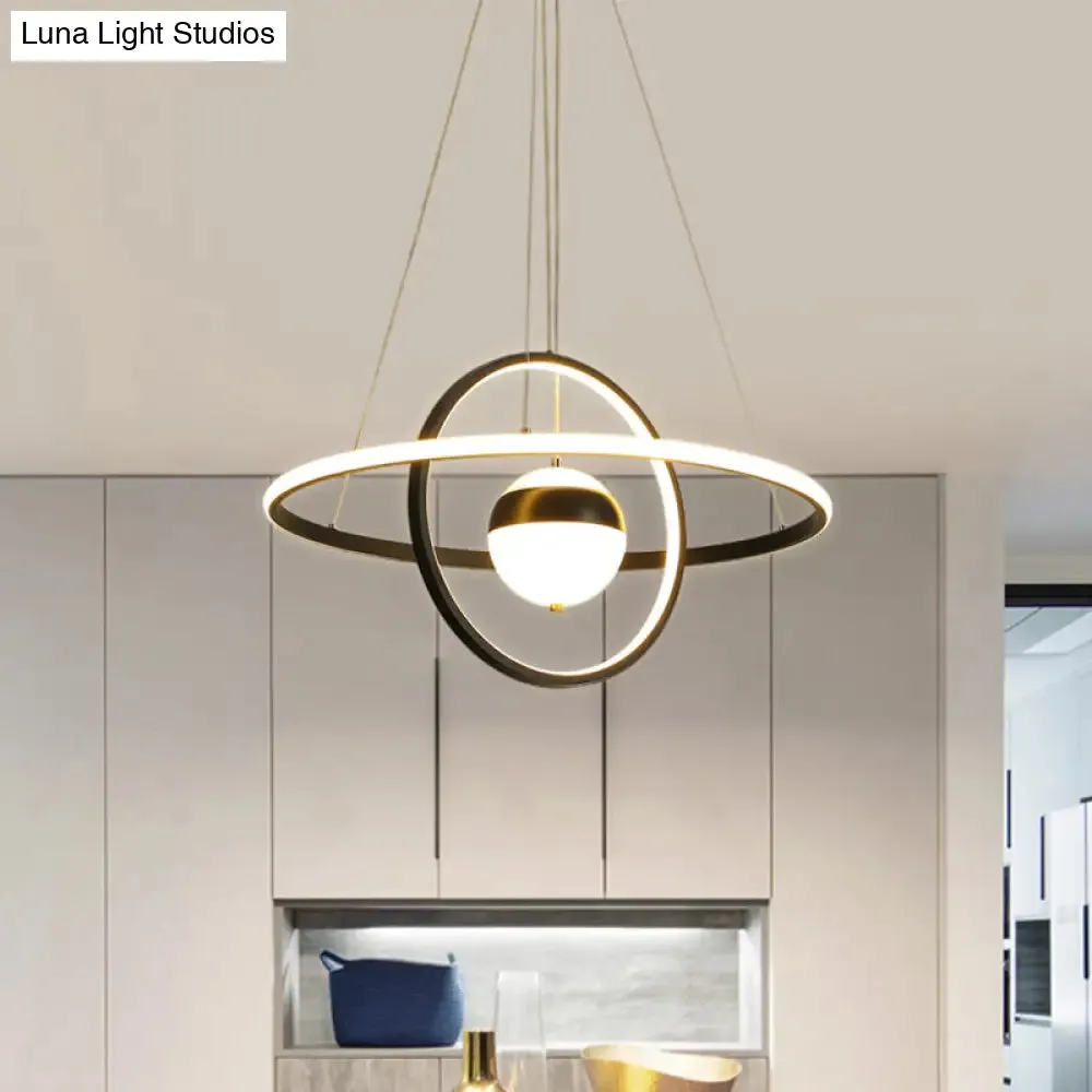 Modernist LED Black Pendulum Lamp with Acrylic Globe Shade – Stylish Hanging Ceiling Light