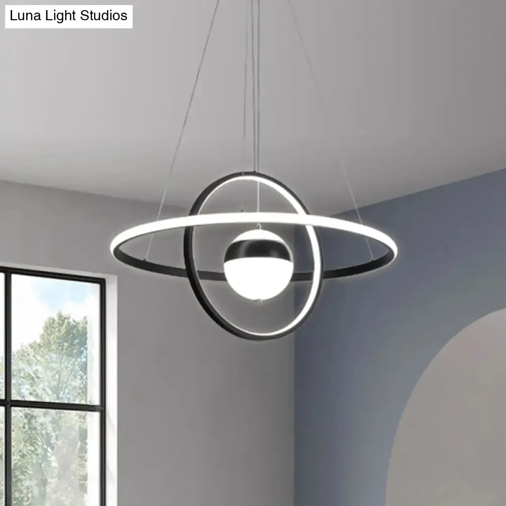 Modernist LED Black Pendulum Lamp with Acrylic Globe Shade – Stylish Hanging Ceiling Light
