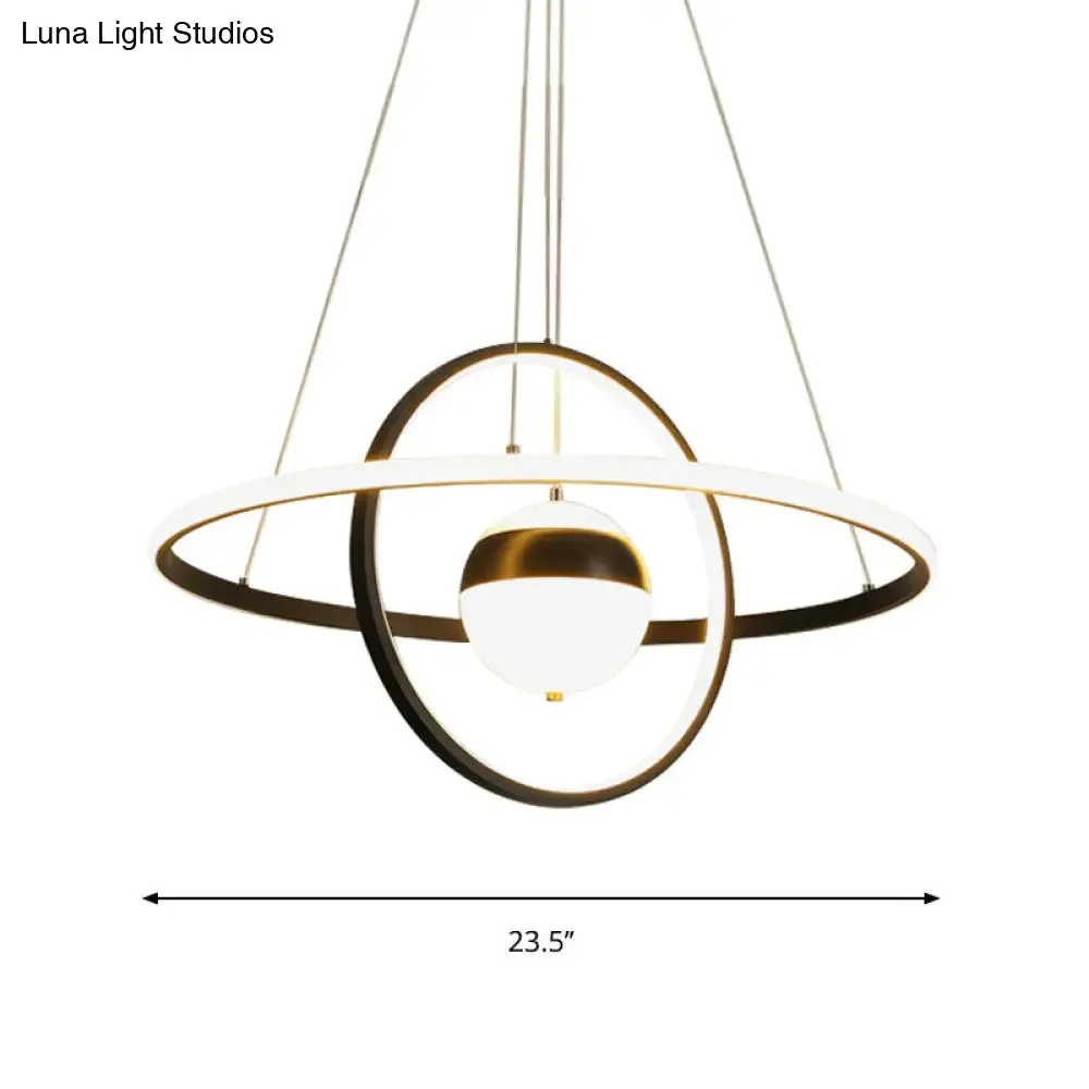 Modernist LED Black Pendulum Lamp with Acrylic Globe Shade – Stylish Hanging Ceiling Light