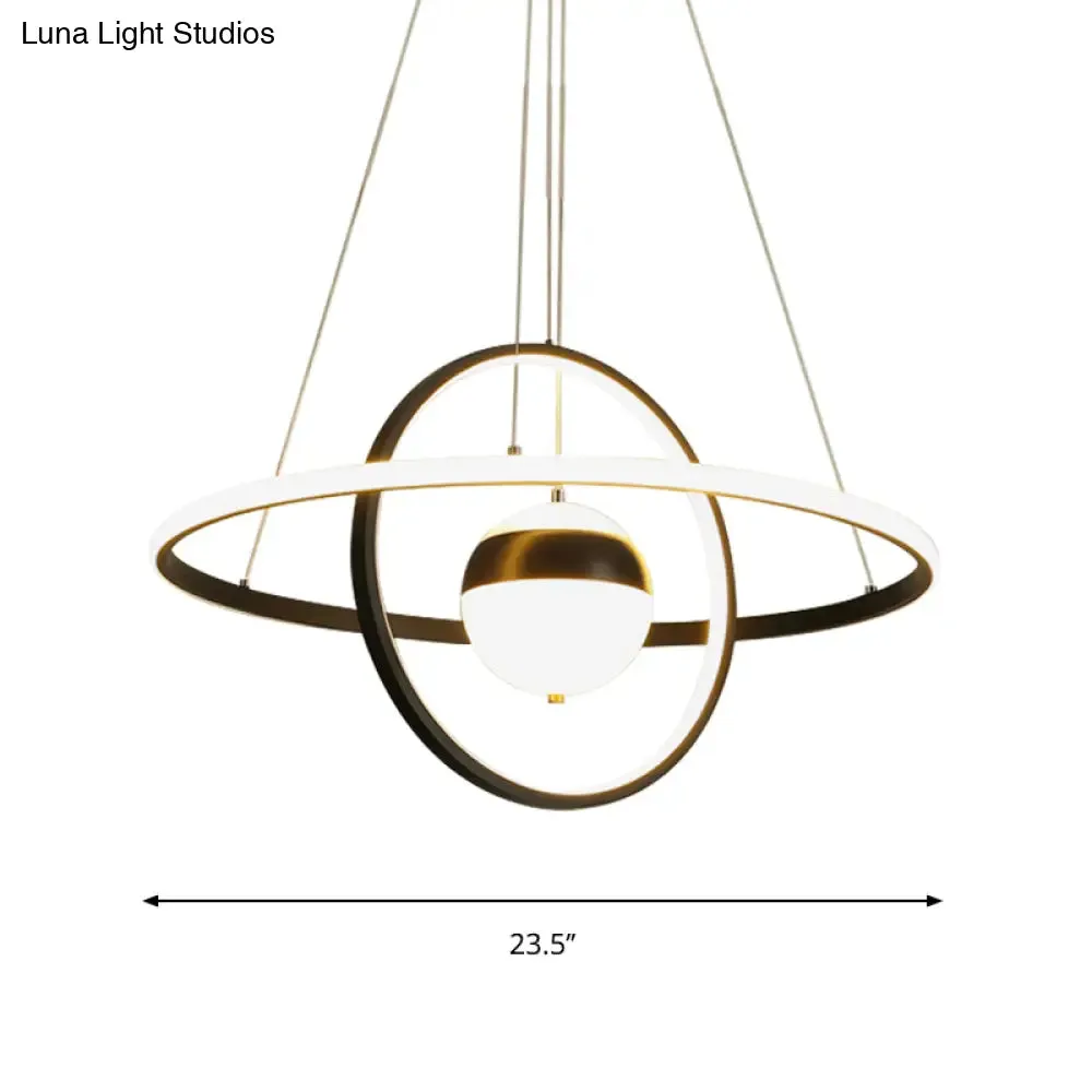 Modernist LED Black Pendulum Lamp with Acrylic Globe Shade – Stylish Hanging Ceiling Light