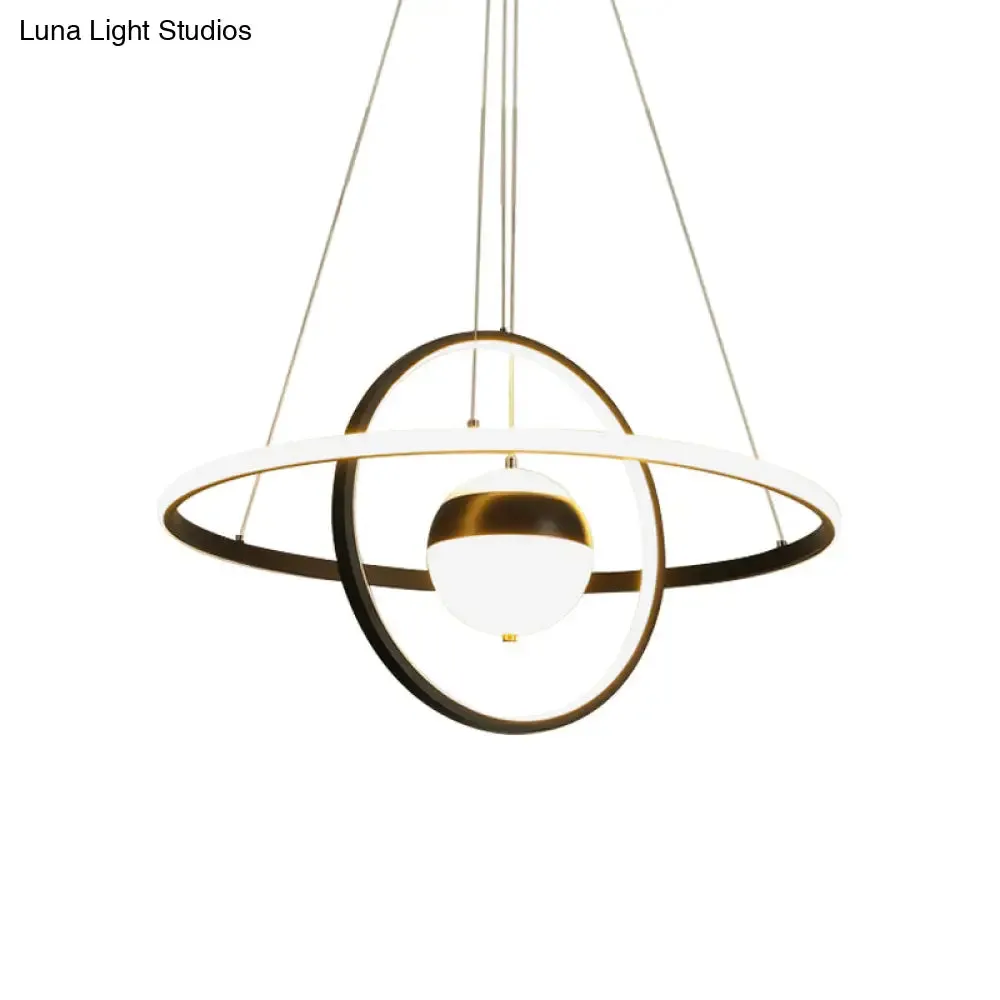 Modernist LED Black Pendulum Lamp with Acrylic Globe Shade – Stylish Hanging Ceiling Light