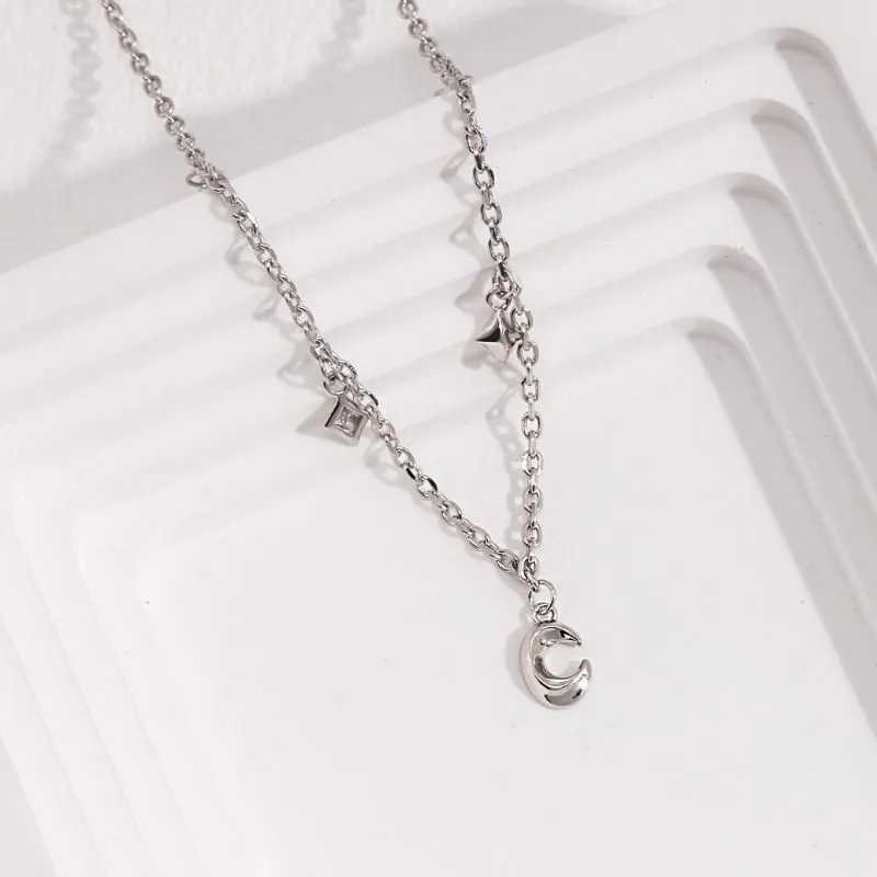 Moon Stars Sterling Silver Necklace