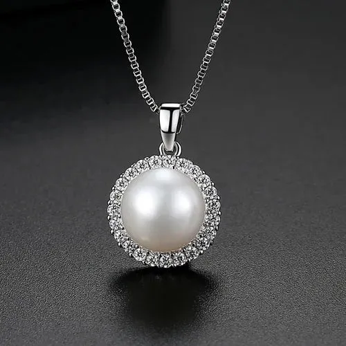 Natural Pearl CZ Drop Necklace