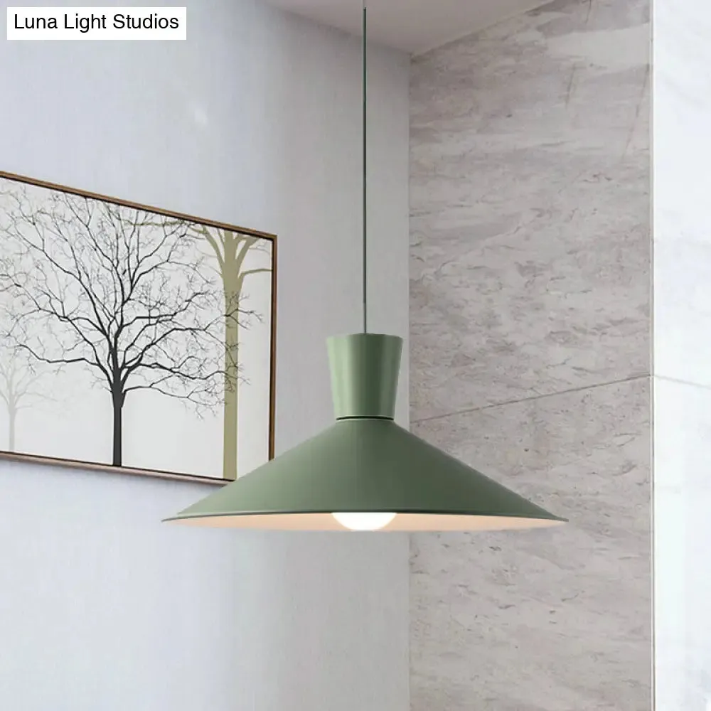 Nordic 1-Light Cone Pendant with Pink/Blue/Grey Down Lighting - Stylish Metal Hanging Light