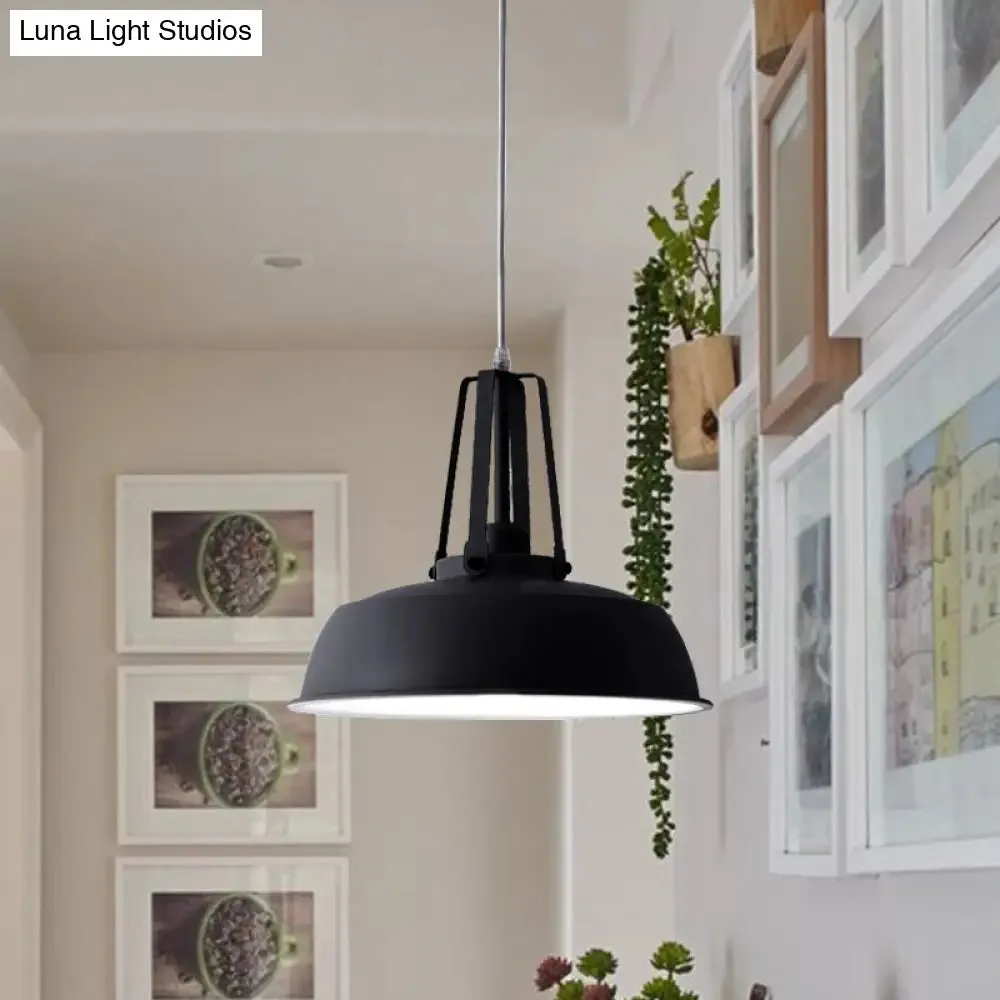Nordic Stylish Black/Blue Barn Shade Pendant Light - Metallic Finish - Ideal for Living Rooms