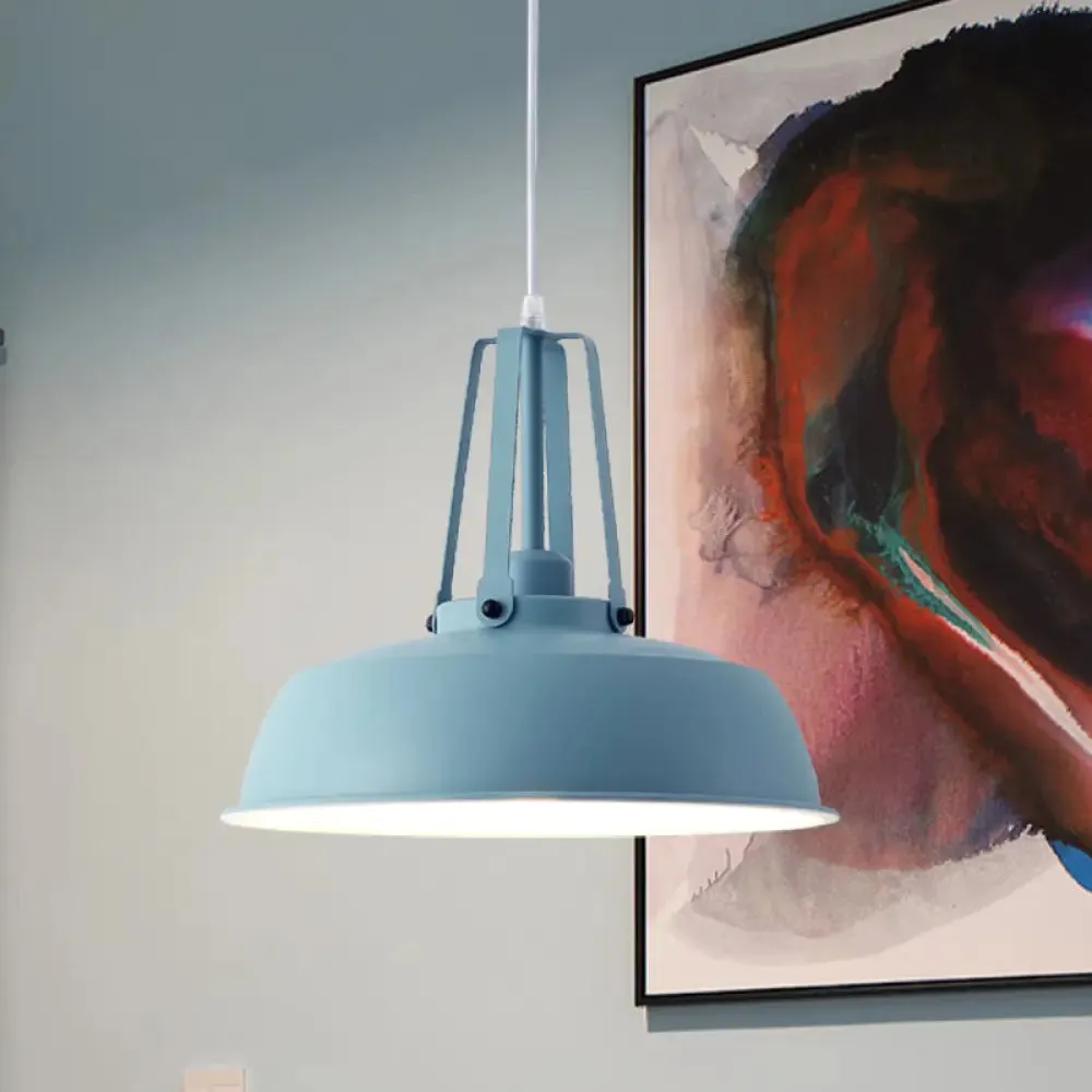 Nordic Stylish Black/Blue Barn Shade Pendant Light - Metallic Finish - Ideal for Living Rooms