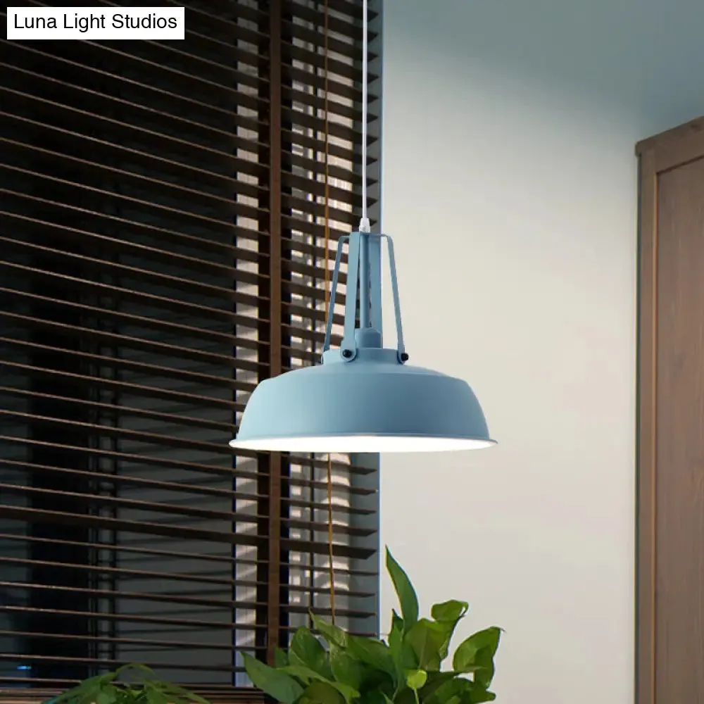 Nordic Stylish Black/Blue Barn Shade Pendant Light - Metallic Finish - Ideal for Living Rooms