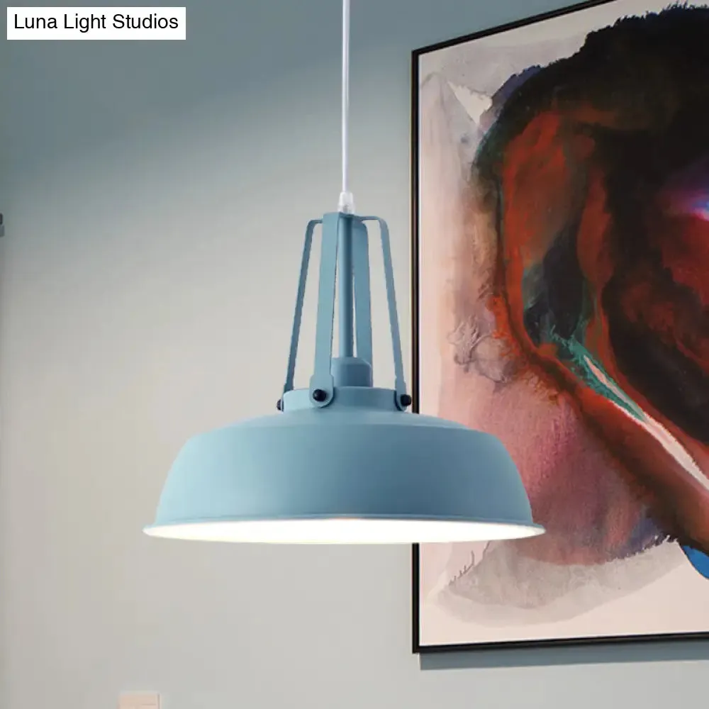 Nordic Stylish Black/Blue Barn Shade Pendant Light - Metallic Finish - Ideal for Living Rooms