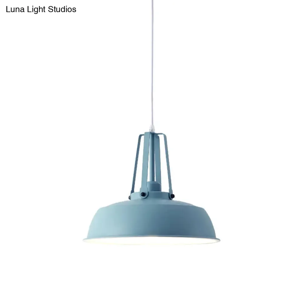Nordic Stylish Black/Blue Barn Shade Pendant Light - Metallic Finish - Ideal for Living Rooms