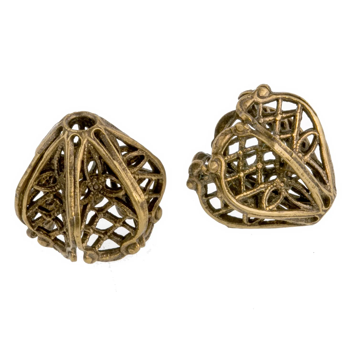Oxidized Brass Filigree Fluted Basket Beadcap. 11mm with 8mm opening. Package of 2. b9-0621 b9-0621