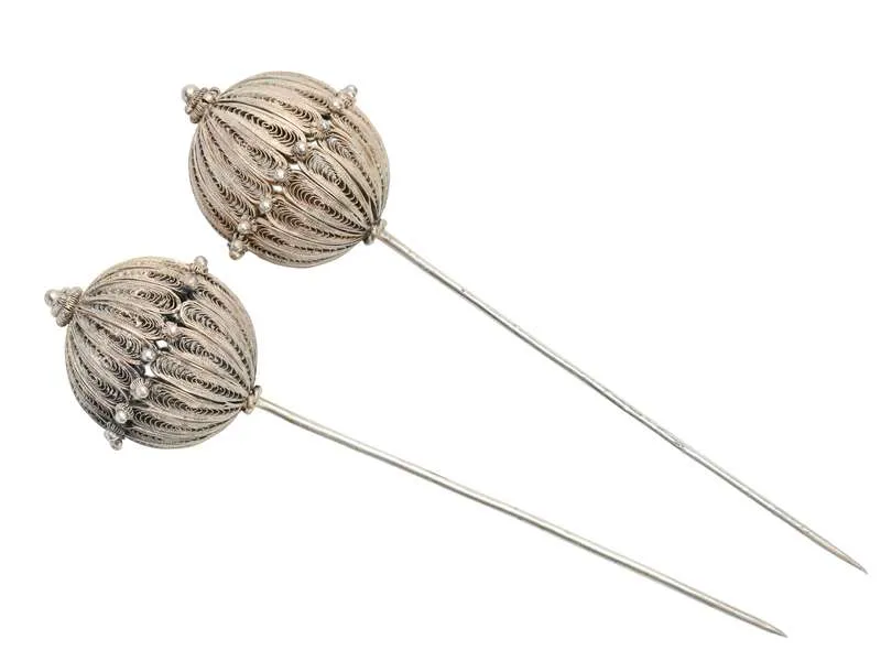 Puffs of Silver - Filigree Pins in Original Box