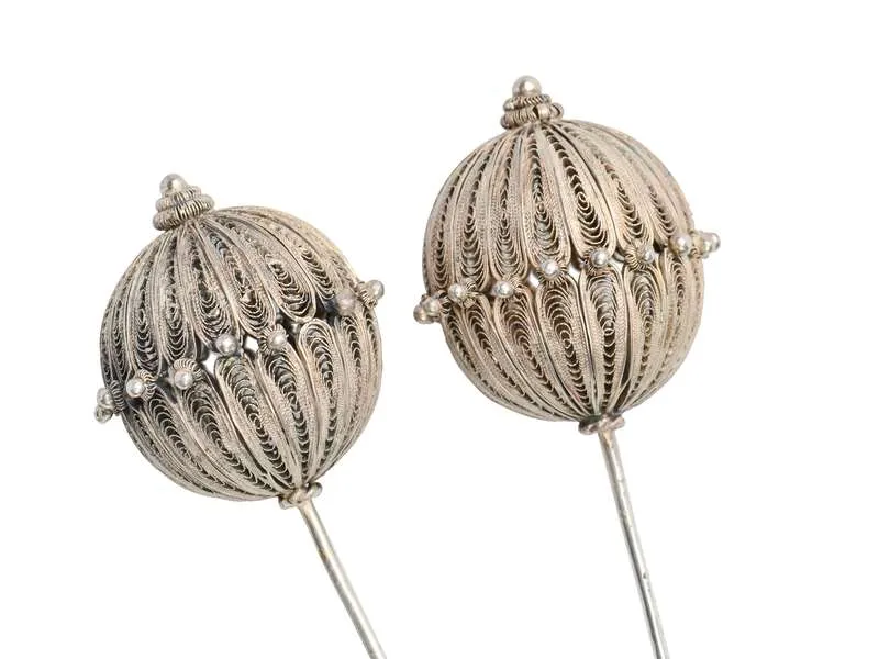 Puffs of Silver - Filigree Pins in Original Box
