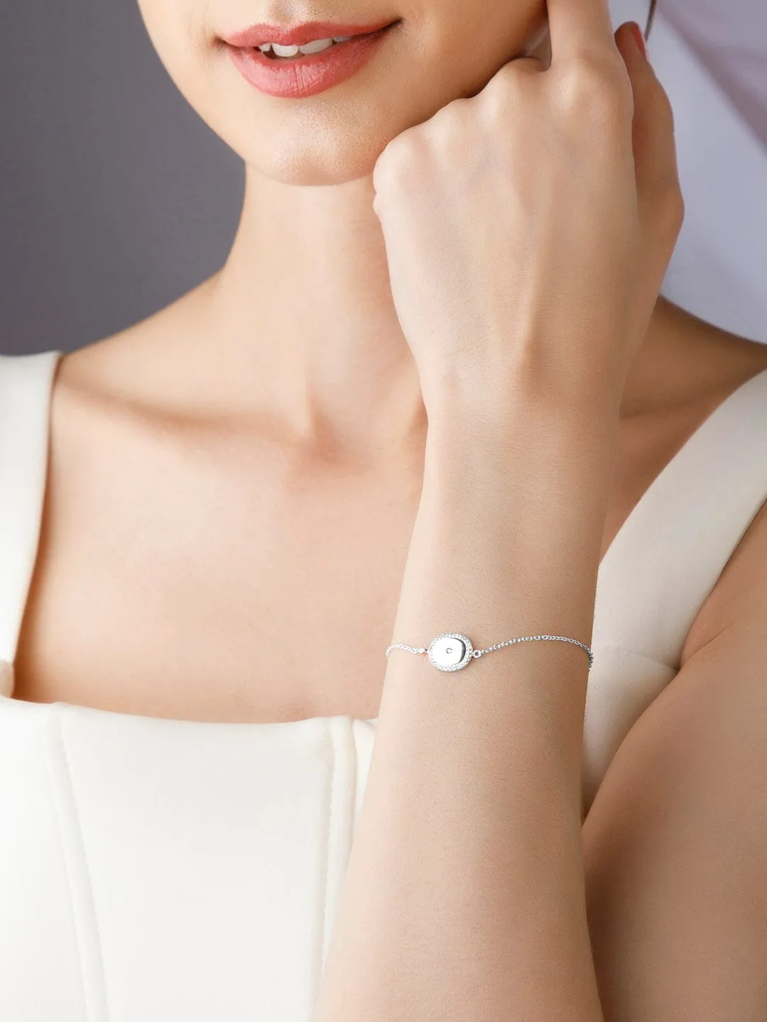Rubans 925 Silver Elegant Stone Studded Bracelet.