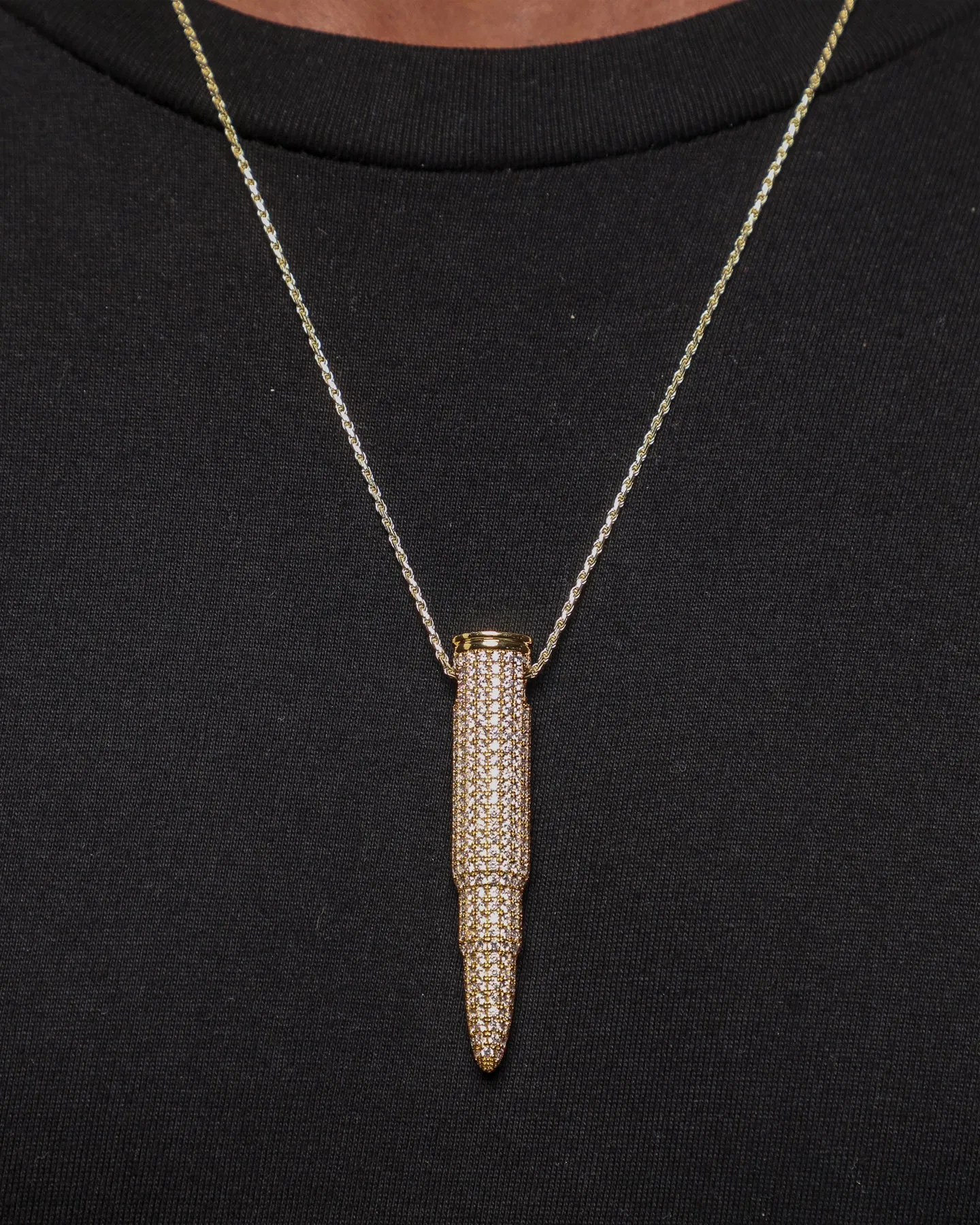 Saint Morta Bullet Pendant Large Iced Gold