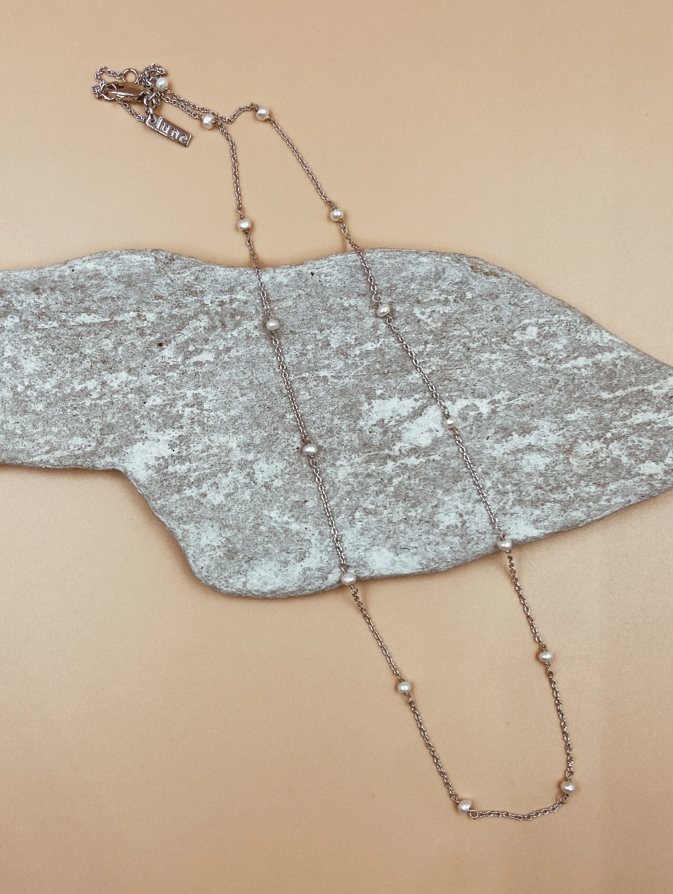 Saligao Seed Pearl Chain In Silver Tone