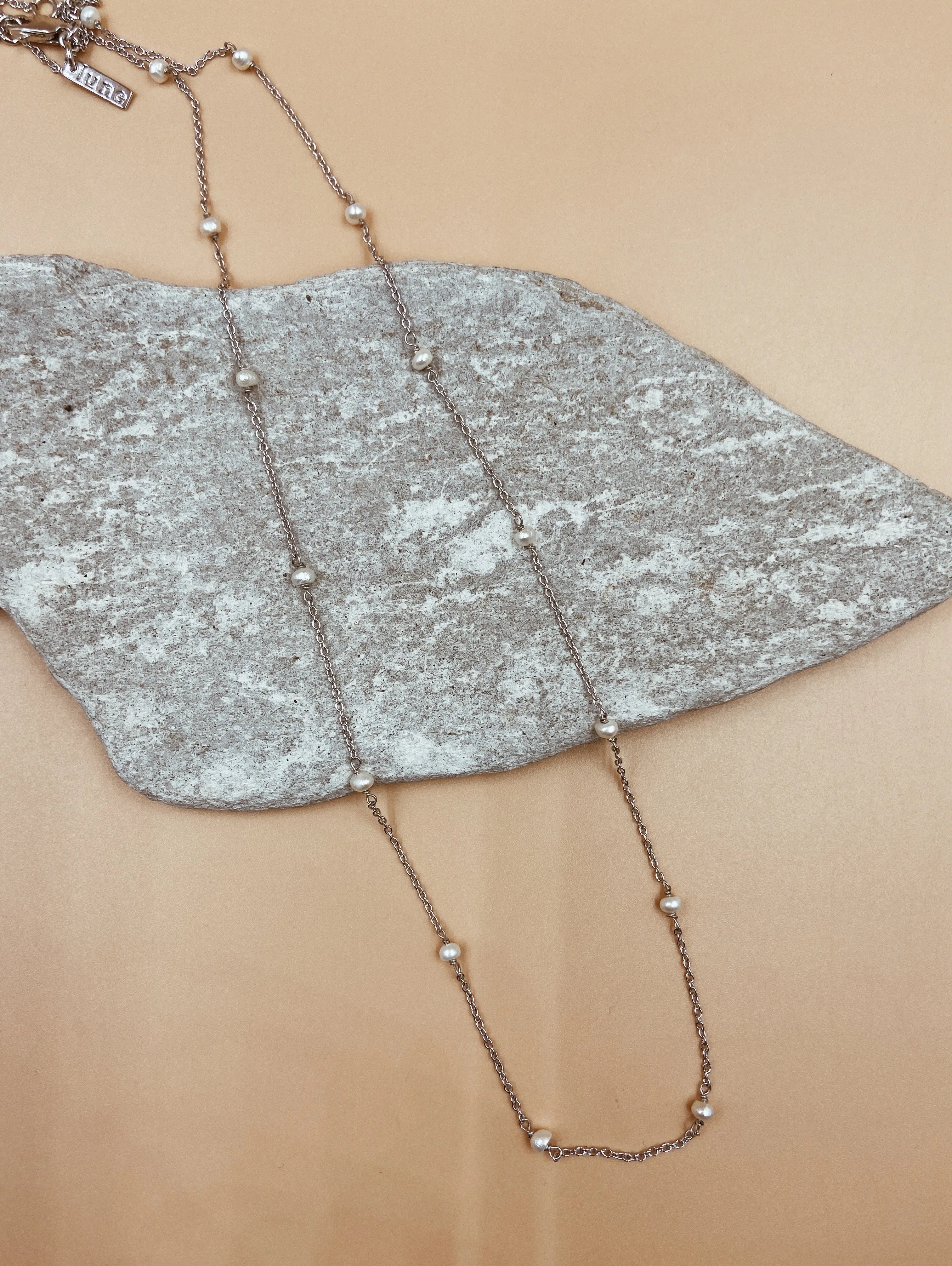 Saligao Seed Pearl Chain In Silver Tone