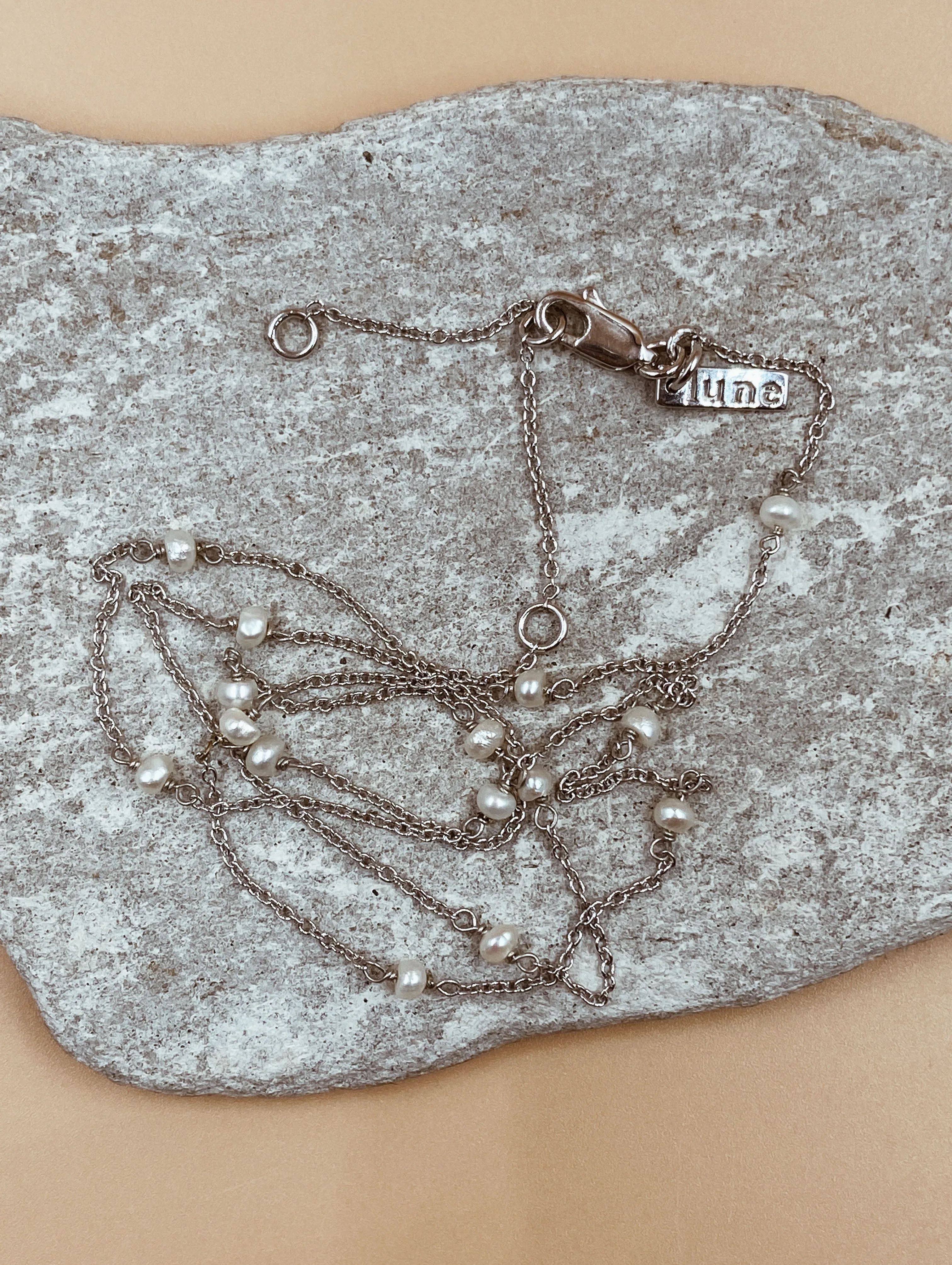 Saligao Seed Pearl Chain In Silver Tone