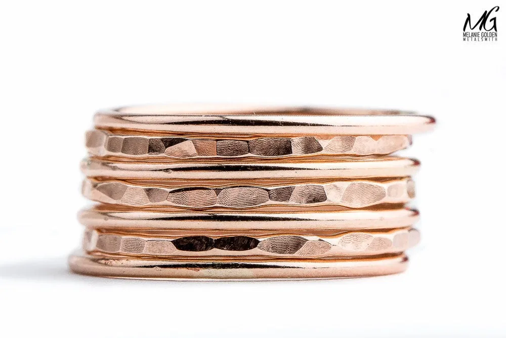 Set of 7 Mixed Textures Stacking Rings