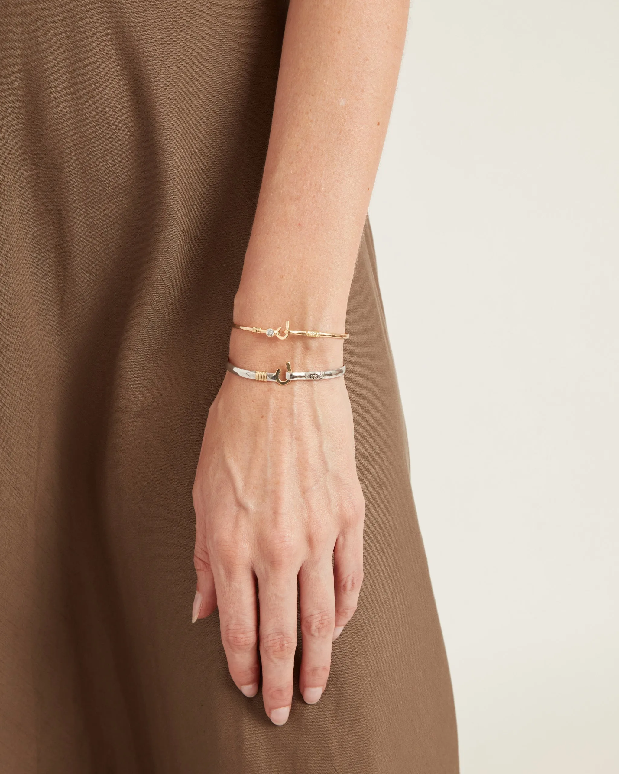 St. John Hook Bracelet with Stone, 2mm - White Zircon