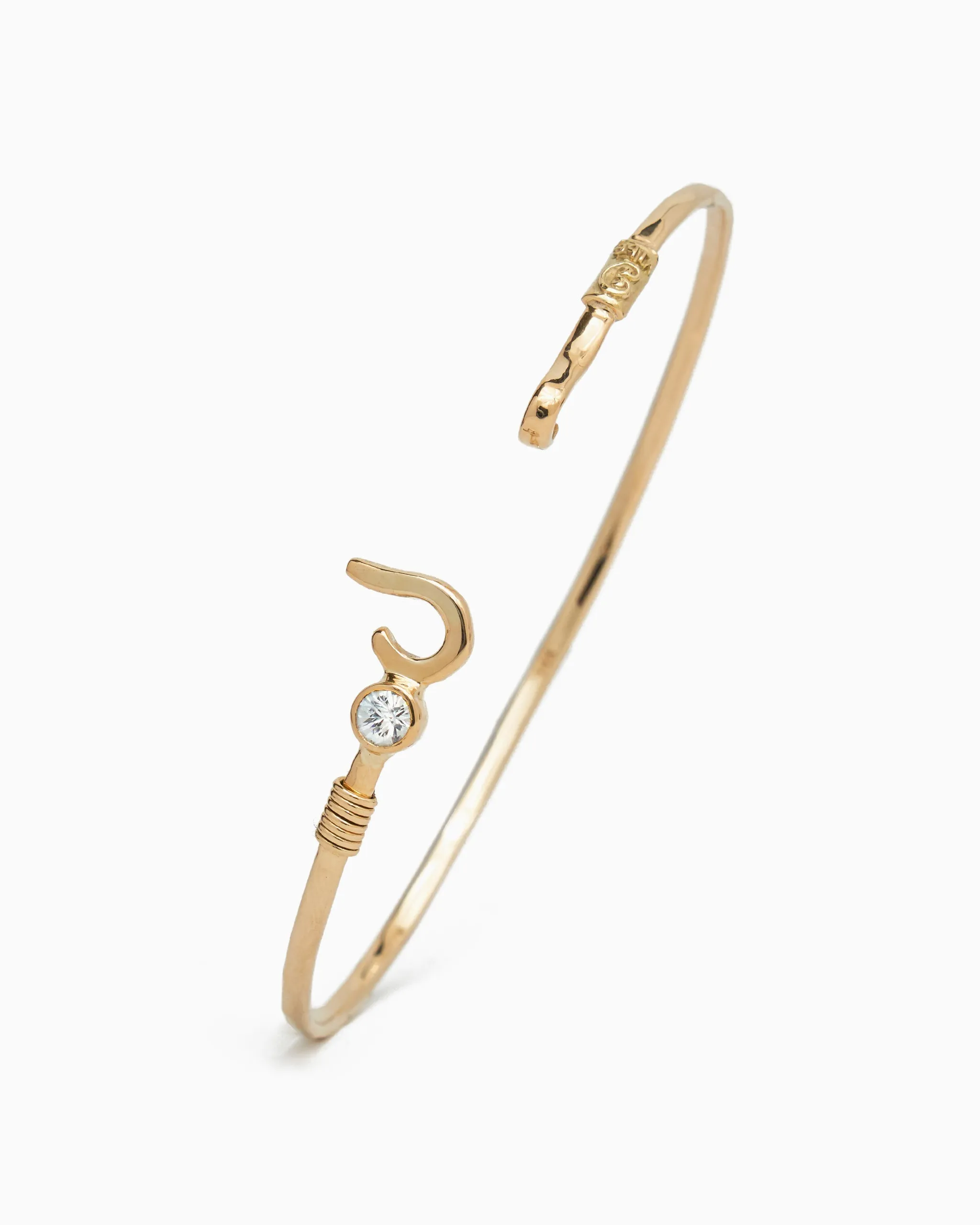 St. John Hook Bracelet with Stone, 2mm - White Zircon