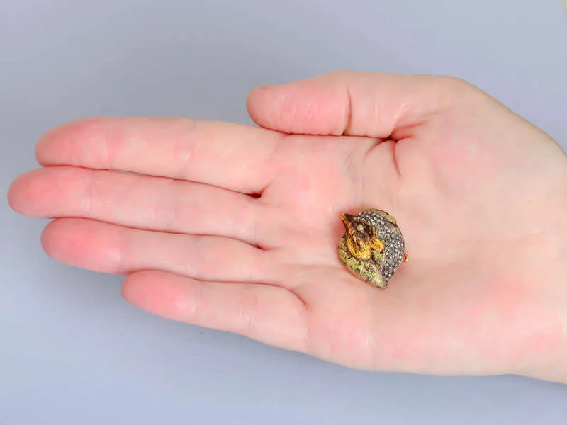 Striking Antique Bird Motif Diamond Brooch