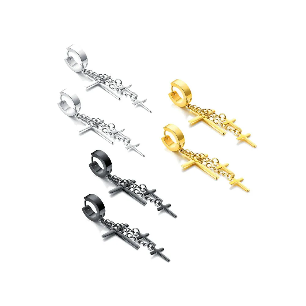TRIPLE CROSS PENDANTS EARRING
