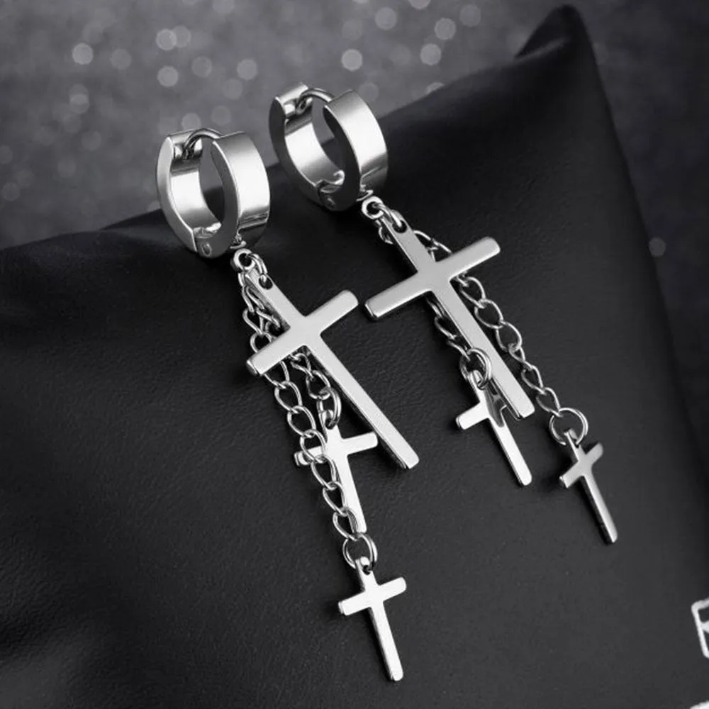 TRIPLE CROSS PENDANTS EARRING
