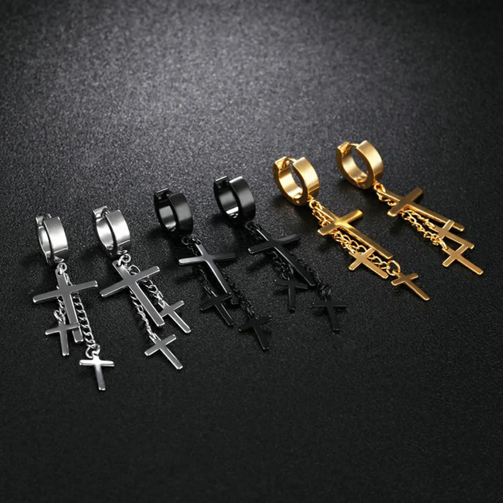 TRIPLE CROSS PENDANTS EARRING