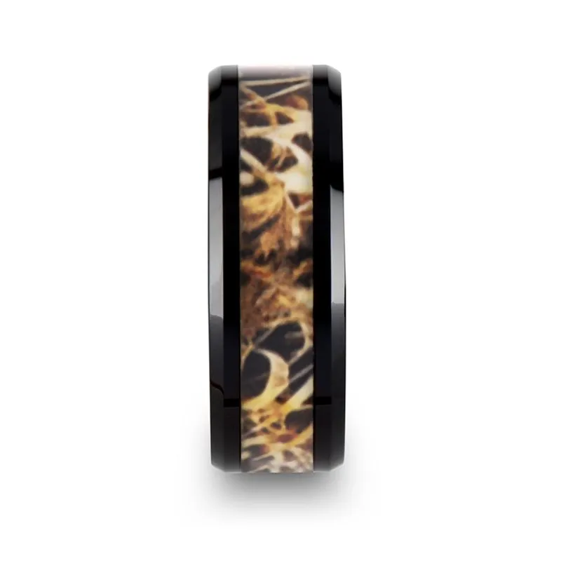TUNDRA | Black Ceramic, Leaves Grassland Camo Inlay, Beveled