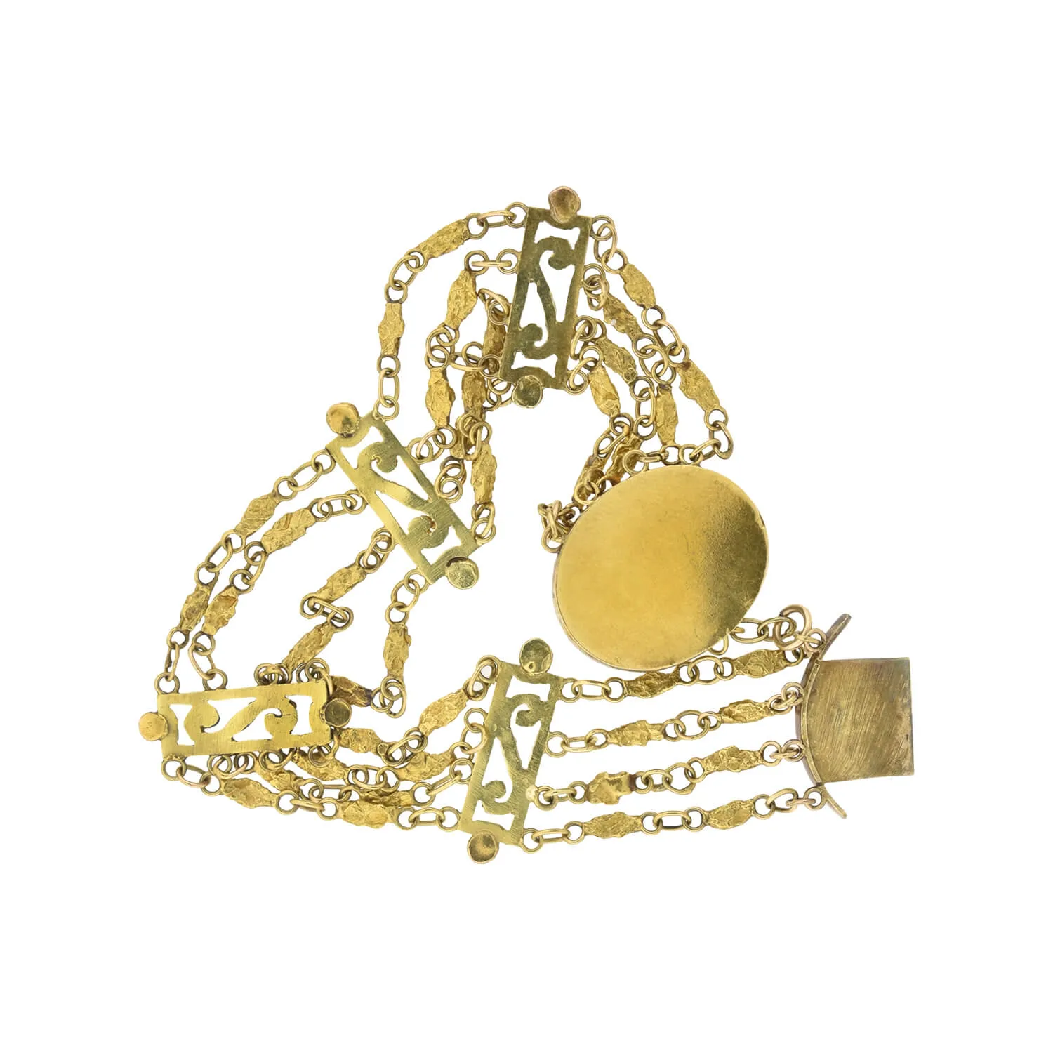 Victorian 18kt   Genuine Gold Nugget Multi-Strand Bracelet