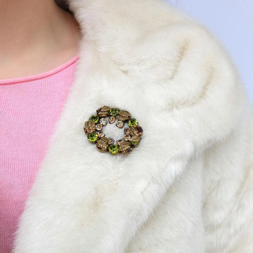 Vintage 1950's Green Brooch & Earrings Set