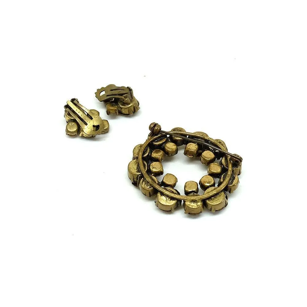 Vintage 1950's Green Brooch & Earrings Set
