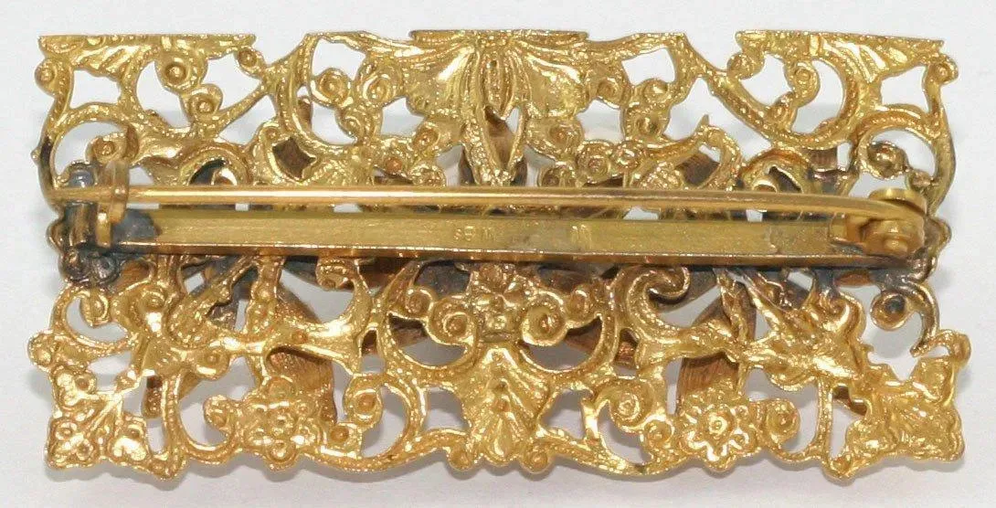 Vintage Czech Flower Brooch