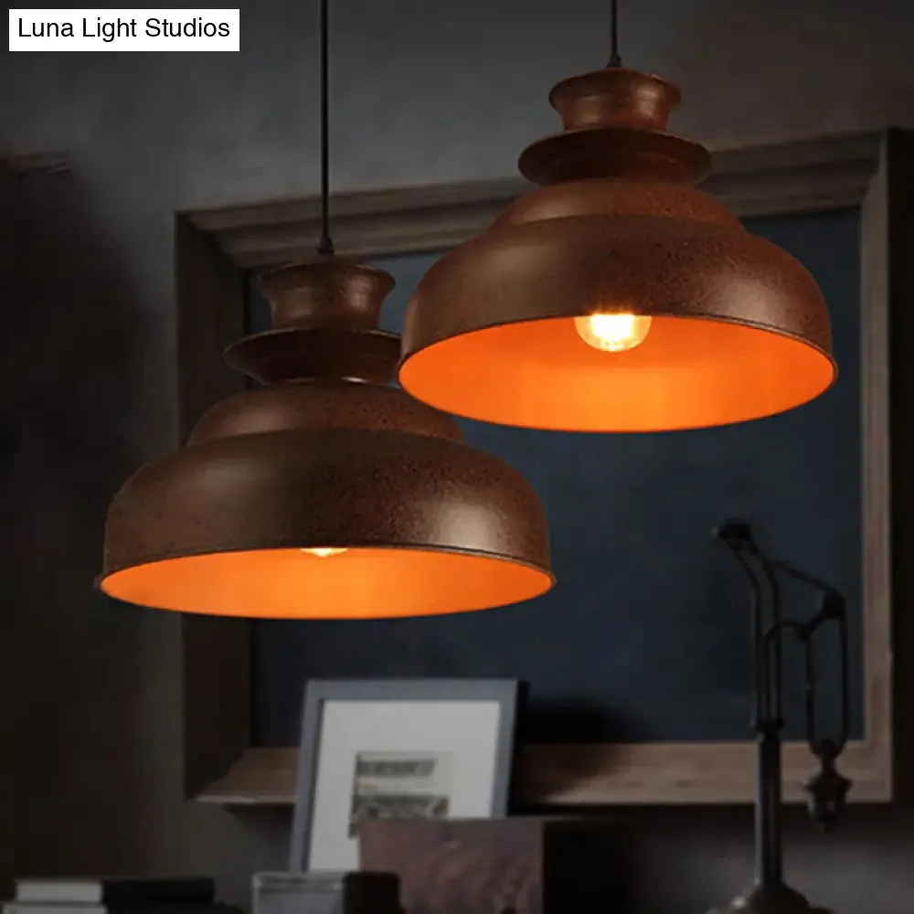 Vintage Double Bubble Pendant Light - Stylish Bronze Metal Ceiling Pendant (Indoor)