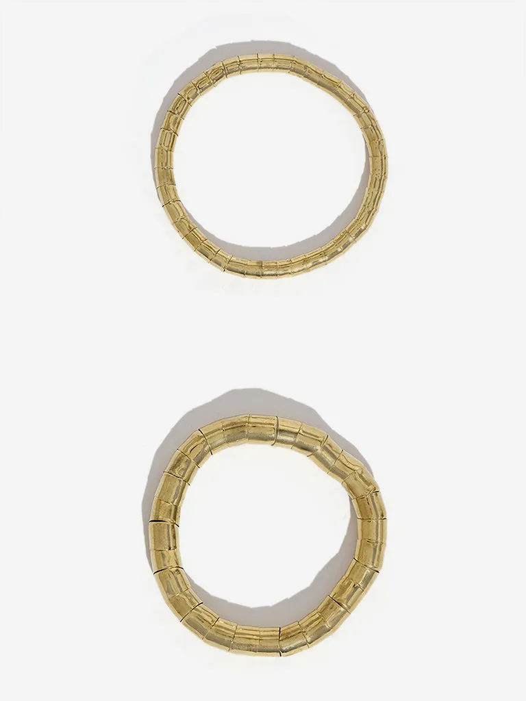 Westside Accessories Gold Cap Elasticated Two Layer Bracelet