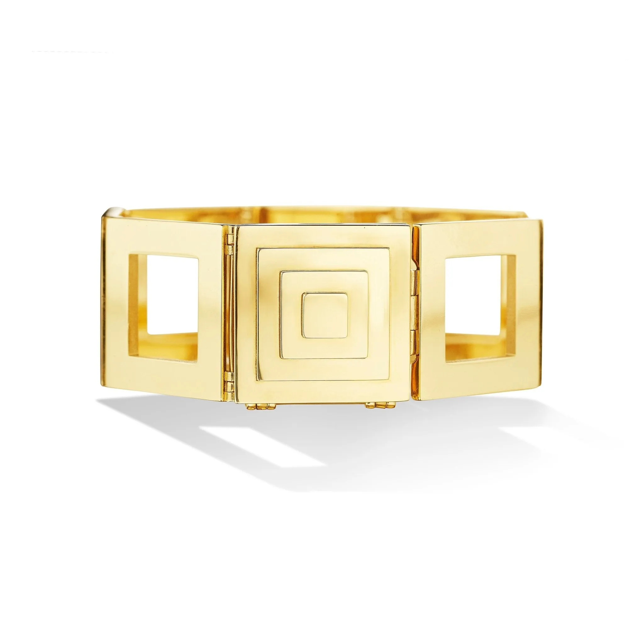 Wide Yellow Gold Foundation Square Link Bracelet