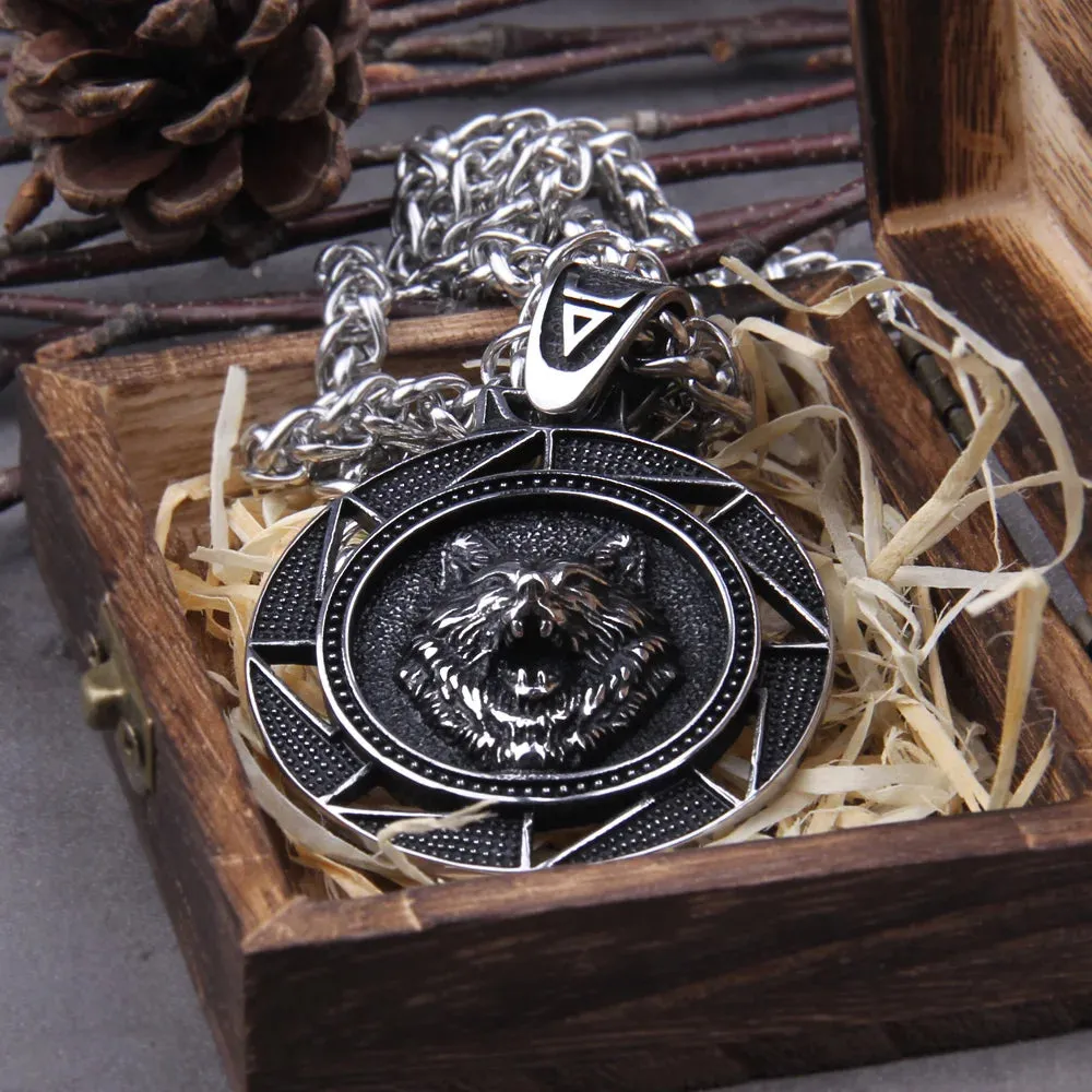Wolf Head Norse Men's Viking Necklace