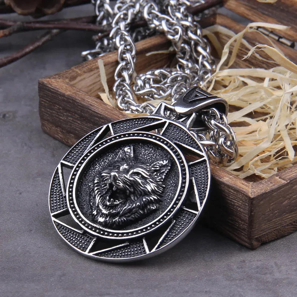Wolf Head Norse Men's Viking Necklace